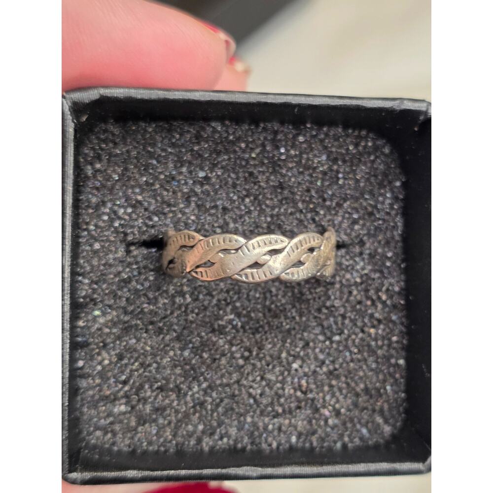 Antique Sterling Silver Braided Pattern Ring‎ Size 6